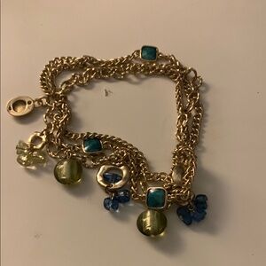 Elegant Gold and Blue Charm Bracelet